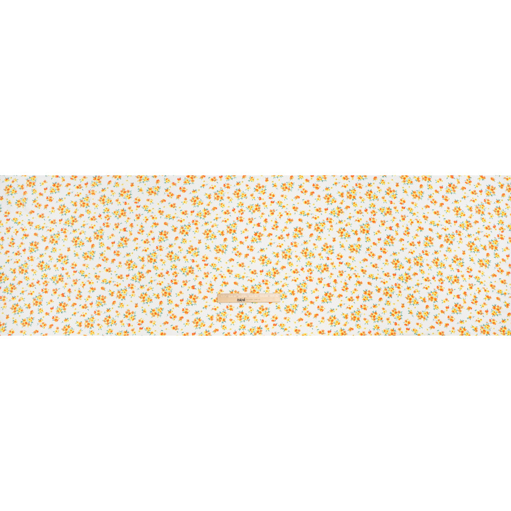 Rayon Challis Print - Vibrant Yellow, Coral Red and Honey Orange Painterly Floral - Deadstock - Full