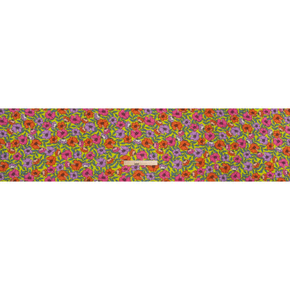 Rayon Challis Print - Mauve Purple, Burnt Orange and Lime Green Floral - Deadstock