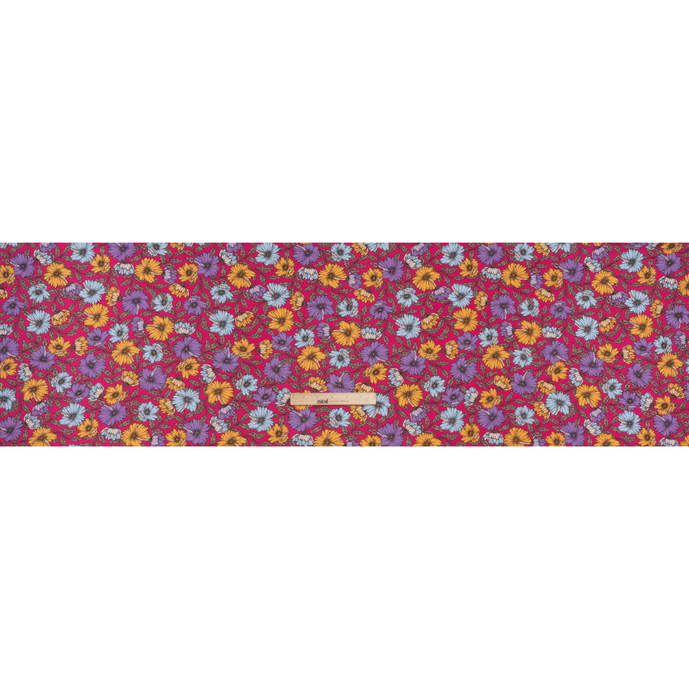 Rayon Challis Print - Mauve Purple, Sky Blue and Creamsicle Orange Floral - Deadstock - Full