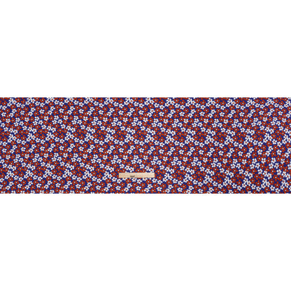 Rayon Challis Print - Brick Red, Navy Blue and White Painterly Floral - Deadstock