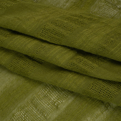 Linen and Cotton Woven Made in Italy - Olive Green Open Weave Stripes