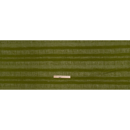 Linen and Cotton Woven Made in Italy - Olive Green Open Weave Stripes