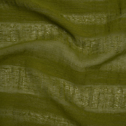 Linen and Cotton Woven Made in Italy - Olive Green Open Weave Stripes