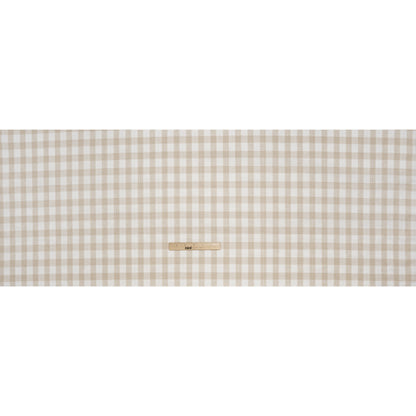 Metallic Cotton and Linen Blend Woven Made in Italy - Sandy Beige, Natural White and Silver Plaid