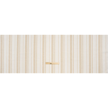 Cotton and Linen Blend Woven Made in Italy - Natural Beige, White and Metallic Gold Textured Stripes