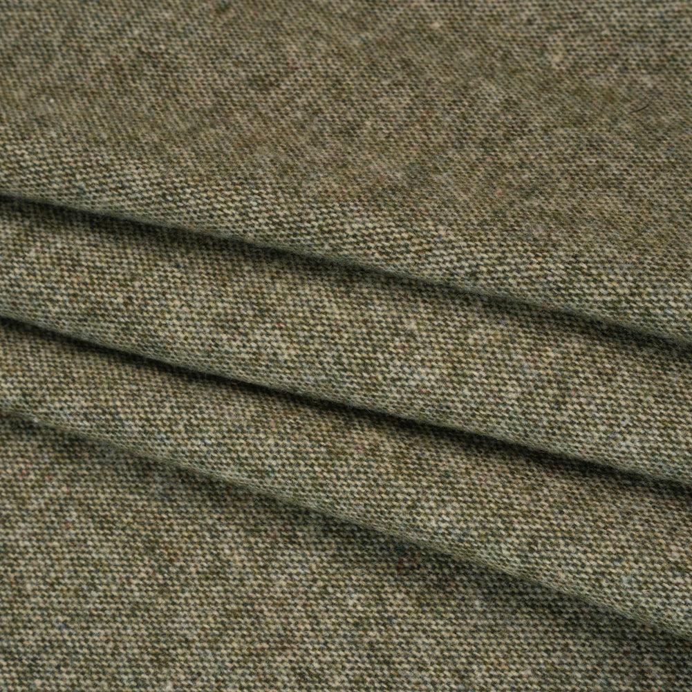 Wool and Polyamide Woven Made in Italy - Olive Green and Grey Heathered - Folded