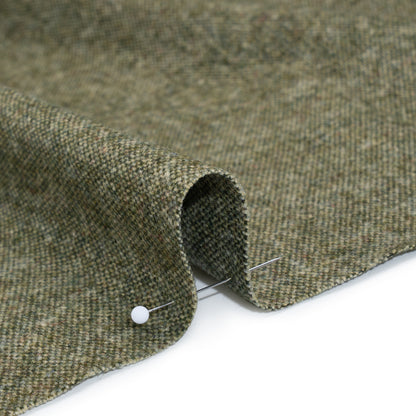 Wool and Polyamide Woven Made in Italy - Olive Green and Grey Heathered
