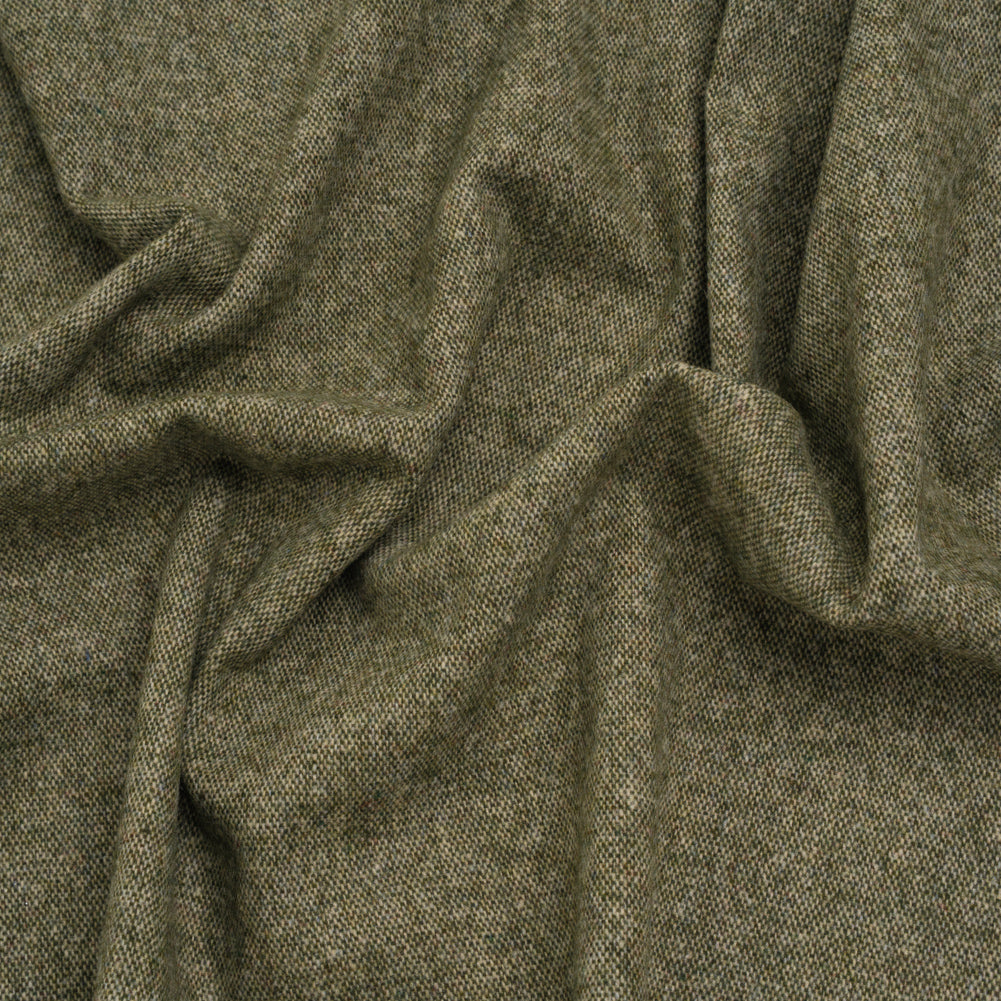 Wool and Polyamide Woven Made in Italy - Olive Green and Grey Heathered