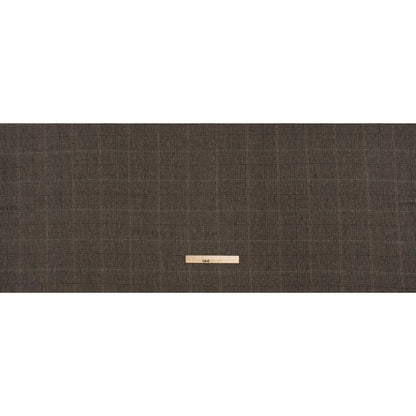 Wool and Polyester Tweed Made in Italy - Chocolate Brown and Dark Beige Glen Plaid