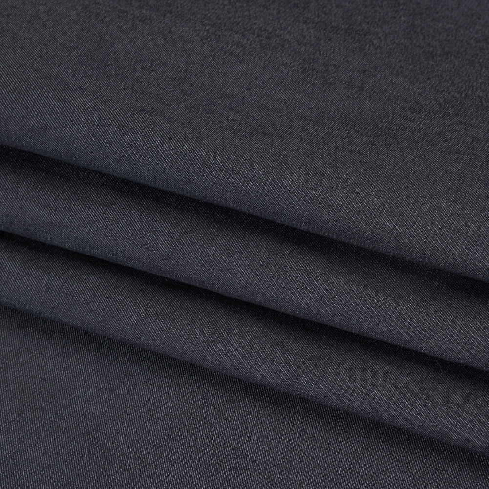 Stretch Cotton Denim Made in Italy - Charcoal Blue - Folded