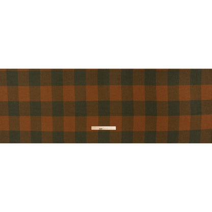 Brushed Wool Blend Twill Coating Made in Italy - Rust Orange and Olive Green Buffalo Checks