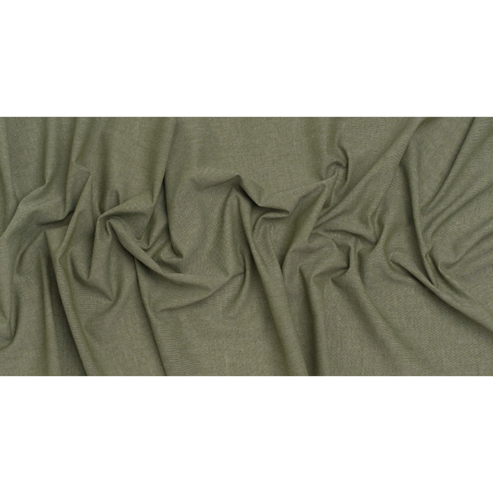 Cotton and Polyester Chambray Made in Italy - Heathered Light Moss Green - Full