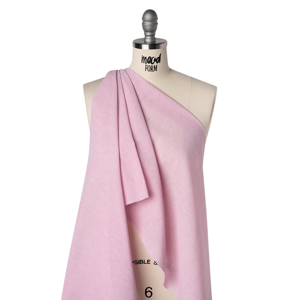 Cotton and Polyester Chambray Made in Italy - Heathered Dusty Pink - Drape