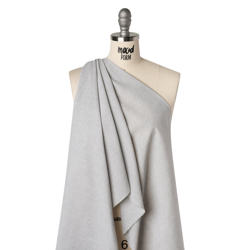 Cotton and Polyester Chambray Made in Italy - Heathered Cool Stone Gray - Drape