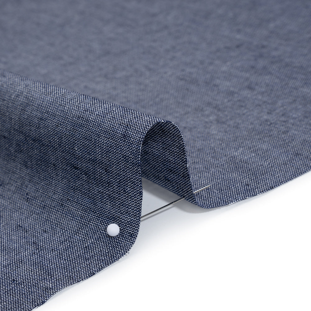Cotton and Polyester Chambray Made in Italy - Heathered Denim Blue - Detail