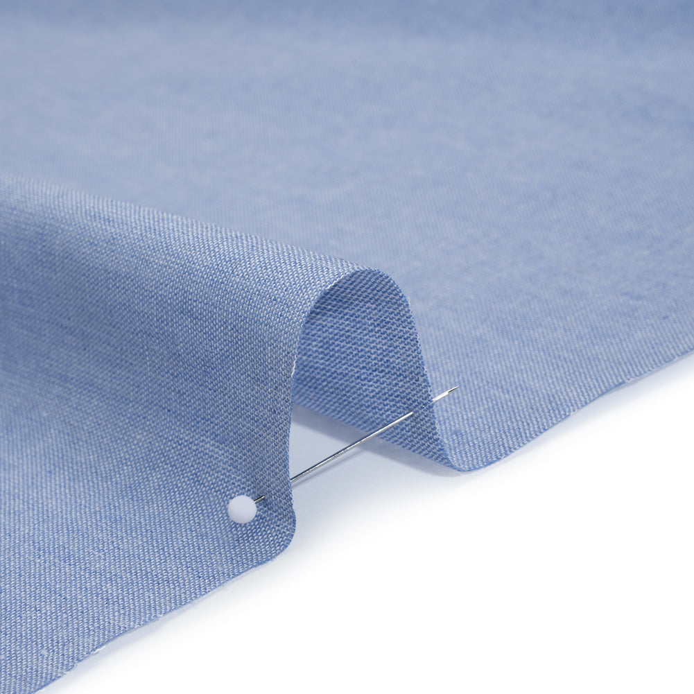 Cotton and Polyester Chambray Made in Italy - Heathered Chambray Blue - Detail