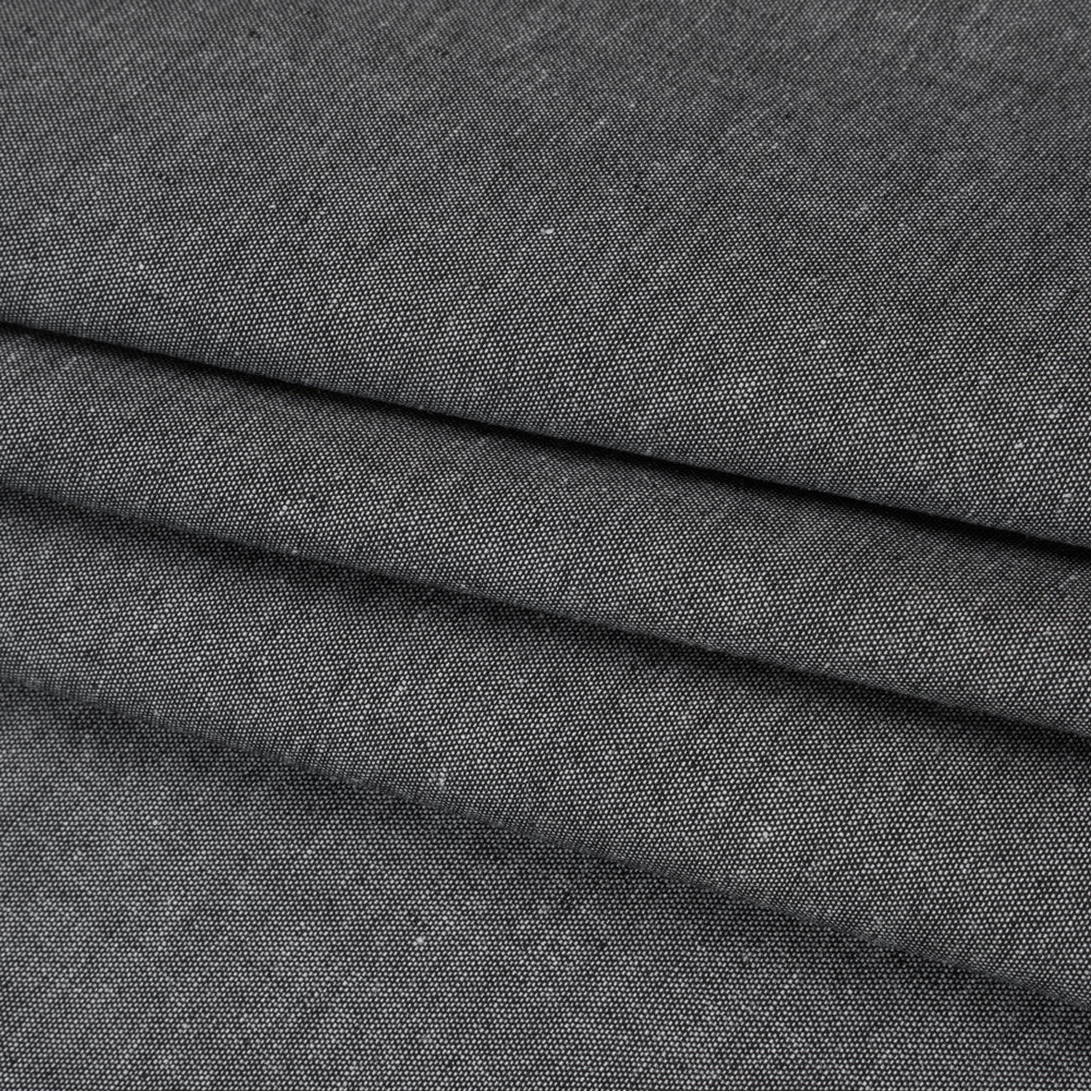 Cotton and Polyester Chambray Made in Italy - Heathered Soft Smoke Black - Folded