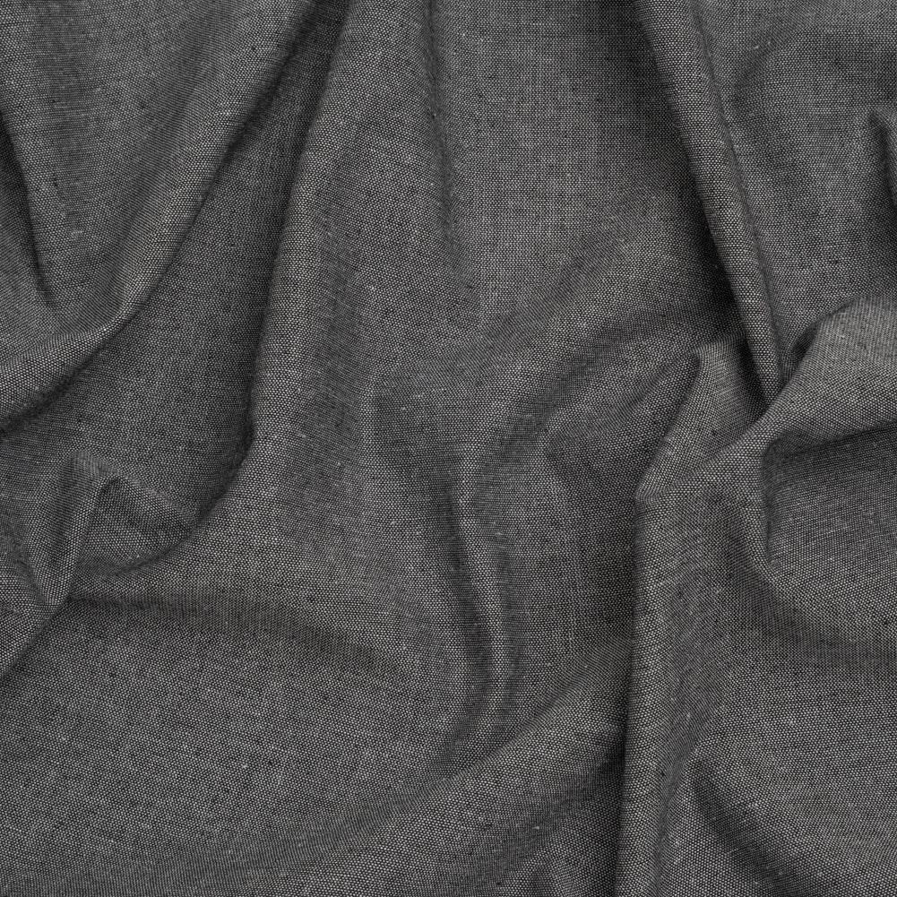 Cotton and Polyester Chambray Made in Italy - Heathered Soft Smoke Black