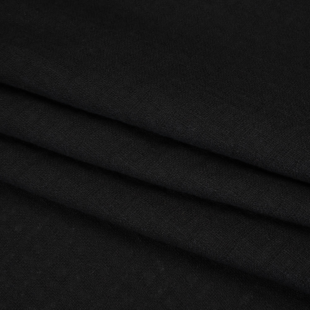 Linen and Cotton Waffle Woven Made in Italy - Black - Folded