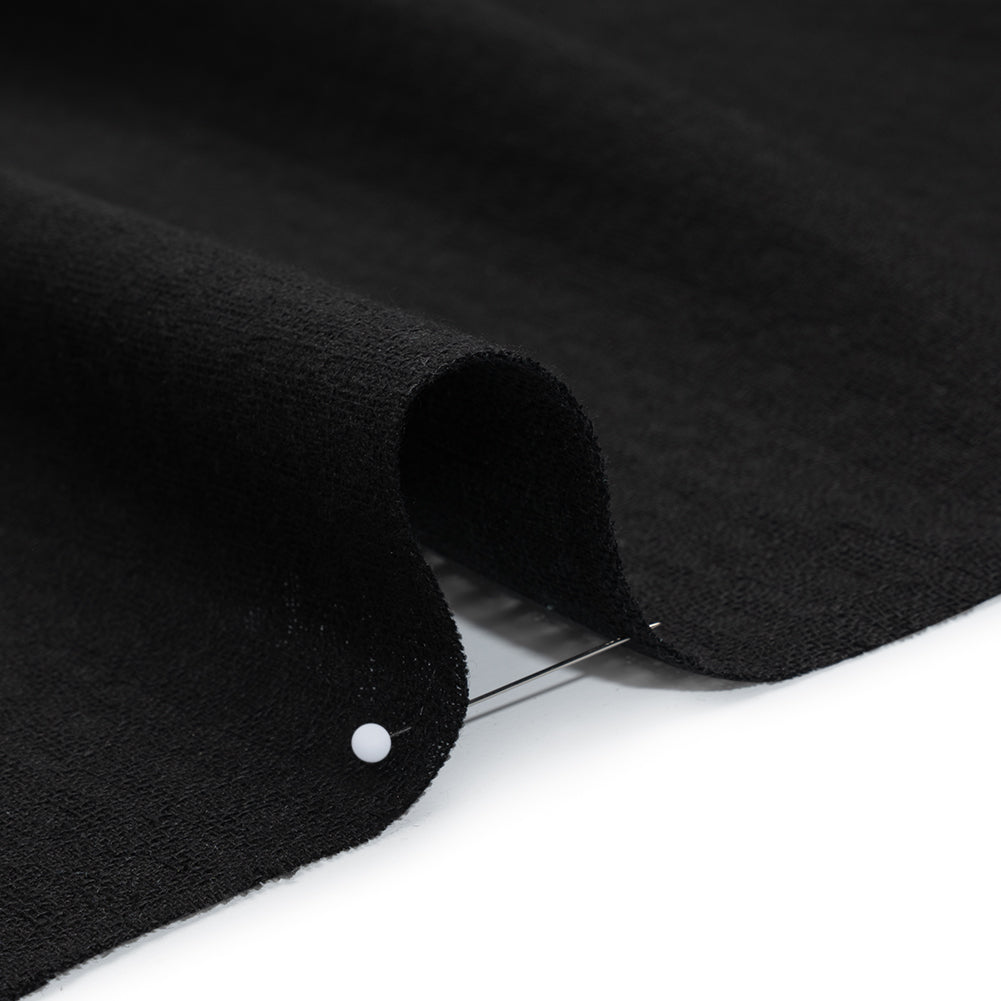 Linen and Cotton Waffle Woven Made in Italy - Black - Detail