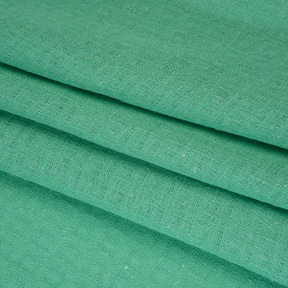 Linen and Cotton Waffle Woven Made in Italy - Sea Green - Folded