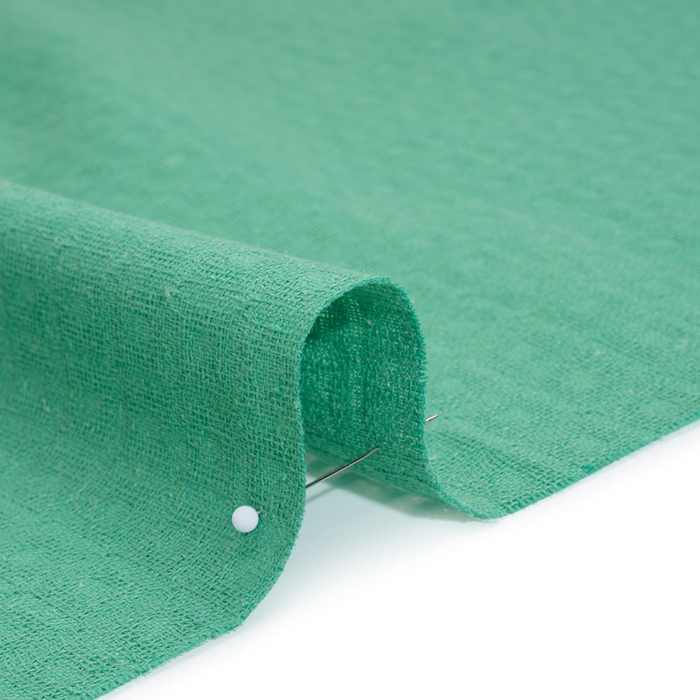 Linen and Cotton Waffle Woven Made in Italy - Sea Green - Detail