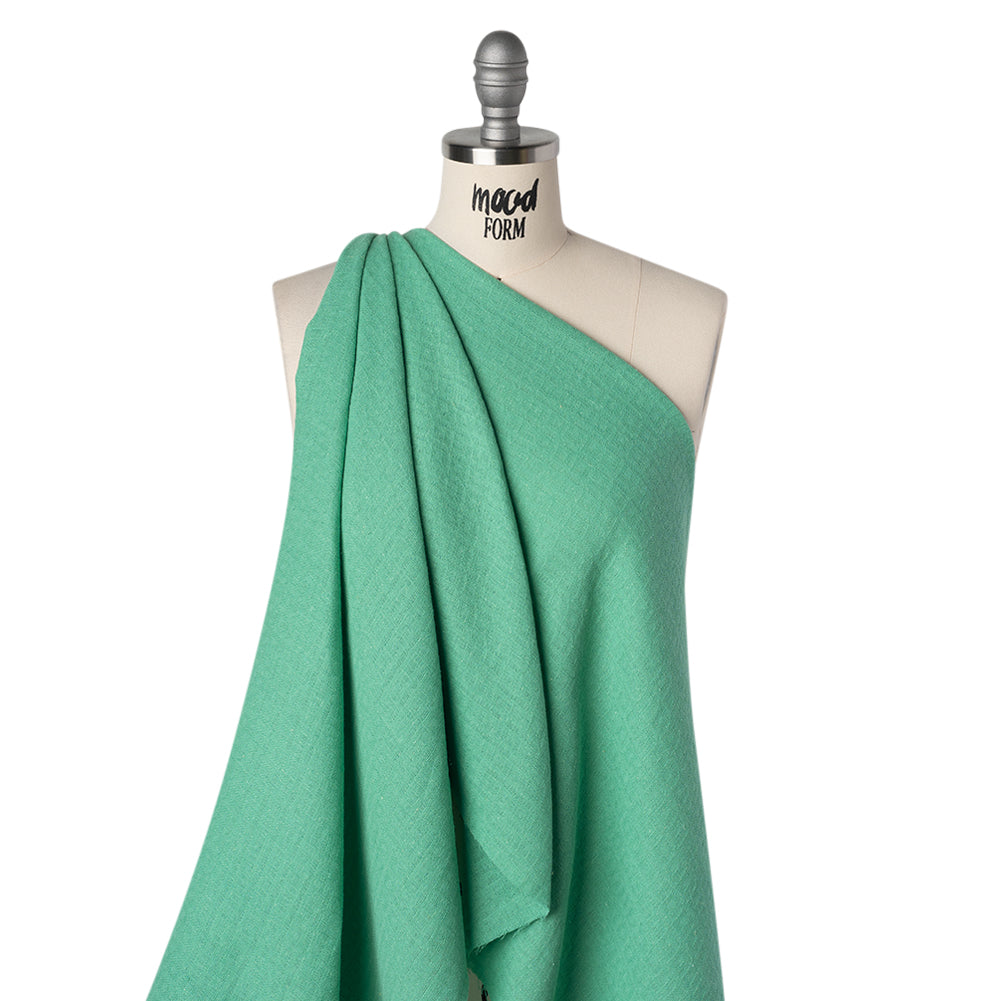 Linen and Cotton Waffle Woven Made in Italy - Sea Green - Drape