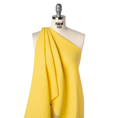 Linen and Cotton Waffle Woven Made in Italy - Bright Sun Yellow