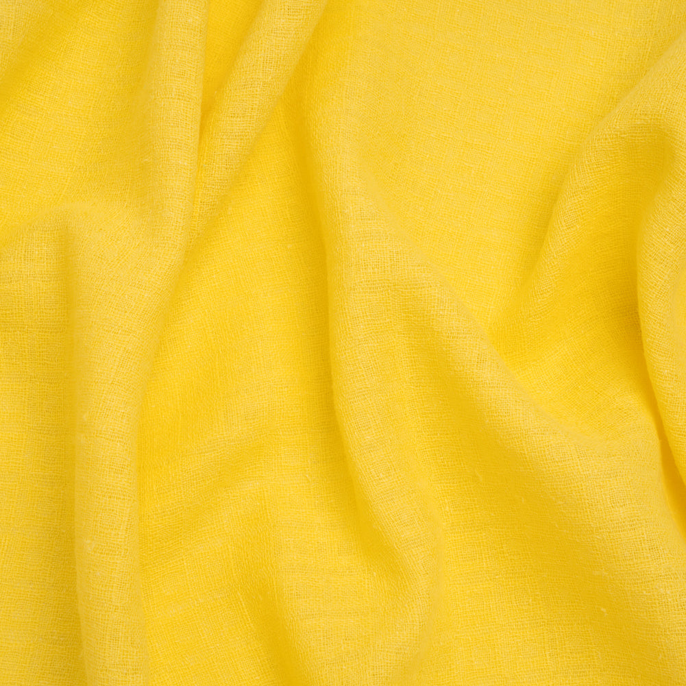 Linen and Cotton Waffle Woven Made in Italy - Bright Sun Yellow