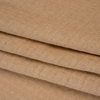 Linen and Cotton Waffle Woven Made in Italy - Camel Beige