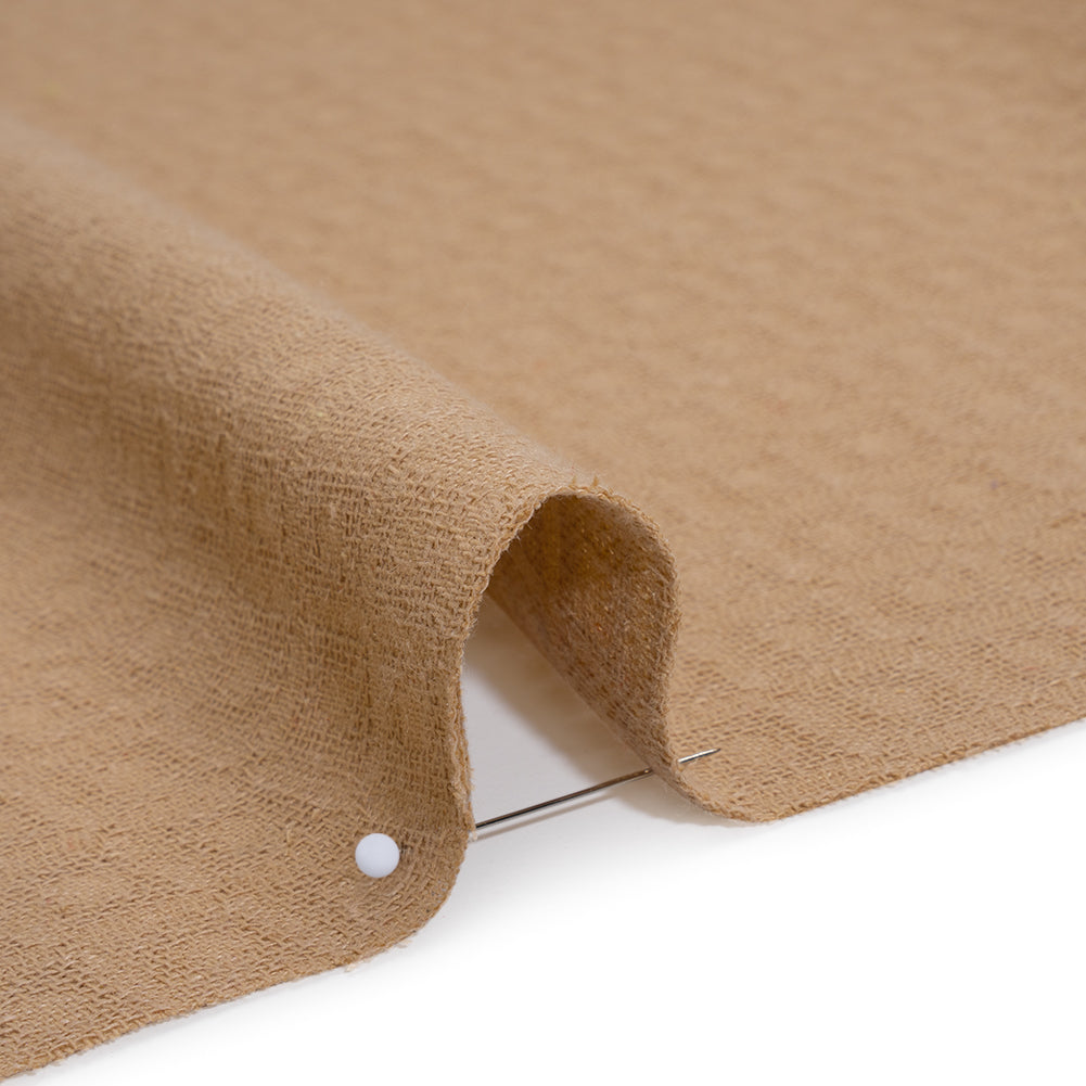 Linen and Cotton Waffle Woven Made in Italy - Camel Beige - Detail