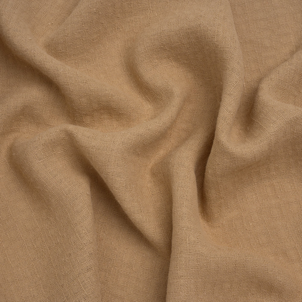 Linen and Cotton Waffle Woven Made in Italy - Camel Beige