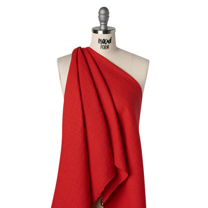 Linen and Cotton Waffle Woven Made in Italy - Chili Pepper Red