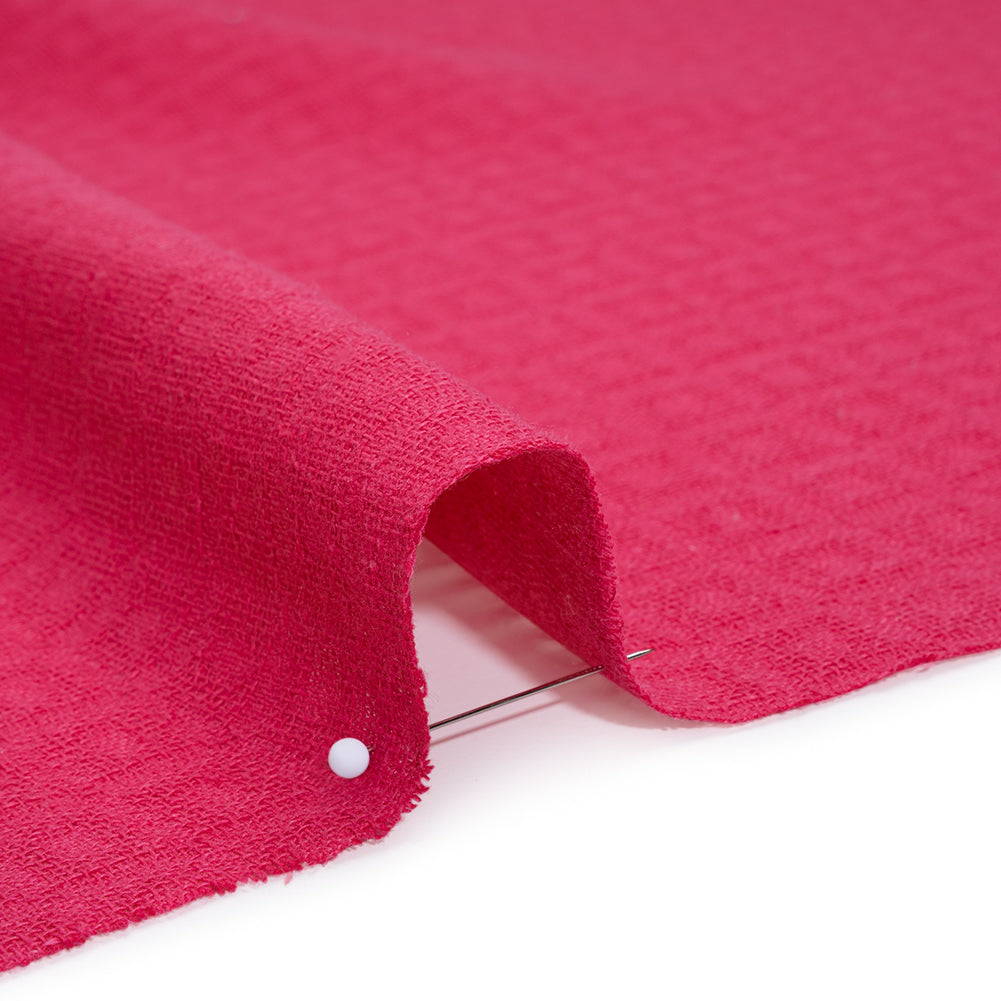 Linen and Cotton Waffle Woven Made in Italy - Fuchsia Pink - Detail