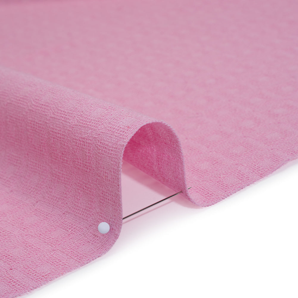 Linen and Cotton Waffle Woven Made in Italy - Bubblegum Pink - Detail