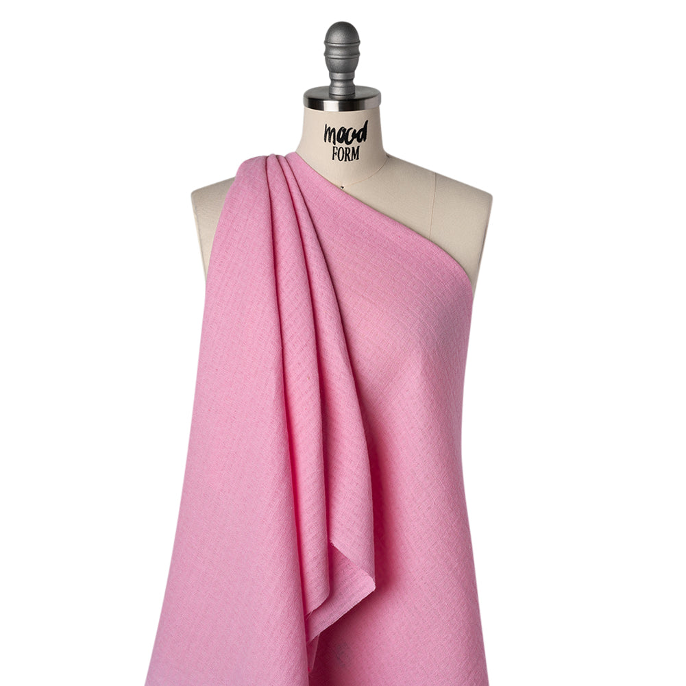 Linen and Cotton Waffle Woven Made in Italy - Bubblegum Pink - Drape