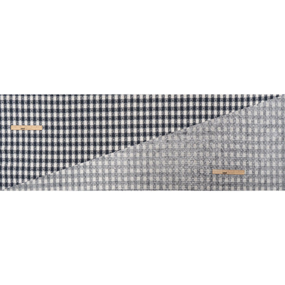 Metallic Foiled Cotton and Polyester Tweed Woven - Cool Blue, Off White and Silver Plaid