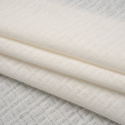 Linen and Cotton Waffle Woven Made in Italy - Natural Ecru White