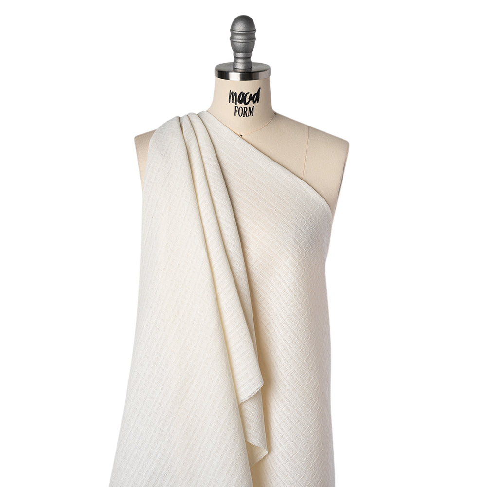 Linen and Cotton Waffle Woven Made in Italy - Natural Ecru White - Drape