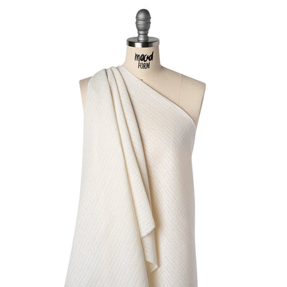 Linen and Cotton Waffle Woven Made in Italy - Natural Ecru White