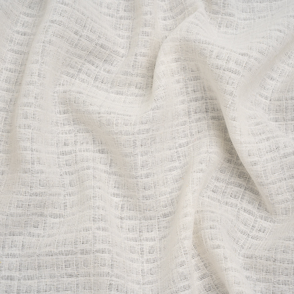 Linen and Cotton Waffle Woven Made in Italy - Natural Ecru White