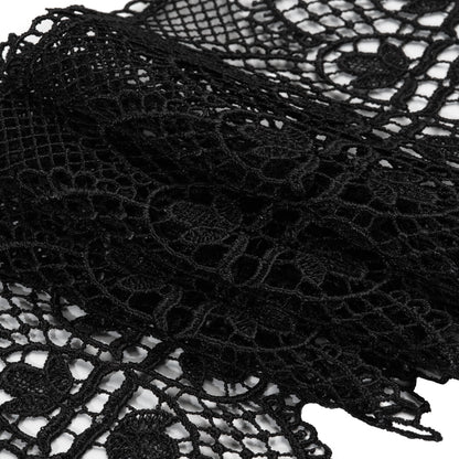 Venise Lace Trim with Scalloped Edge - 4.5" - Black Floral Reflections and Arches