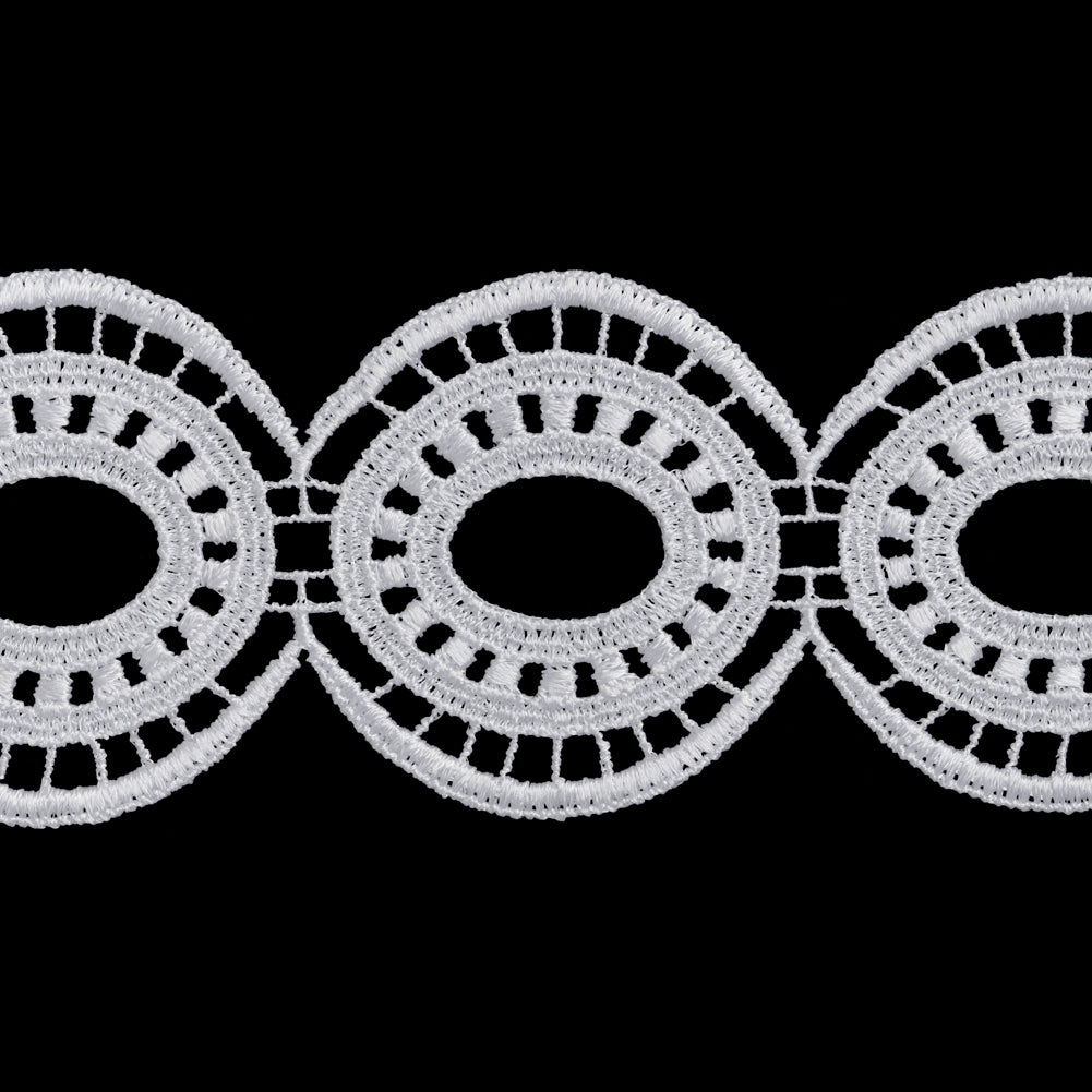 Venise Lace Trim - 2.25" - White Oval Medallions - Folded