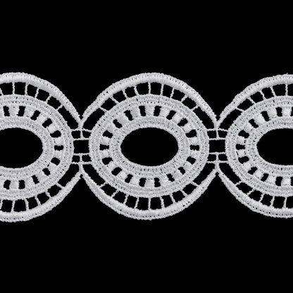 Venise Lace Trim - 2.25" - White Oval Medallions