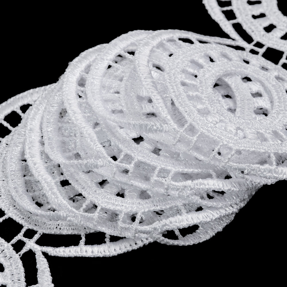 Venise Lace Trim - 2.25" - White Oval Medallions - Detail
