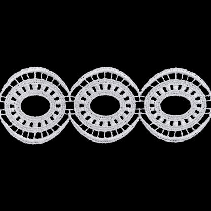 Venise Lace Trim - 2.25" - White Oval Medallions