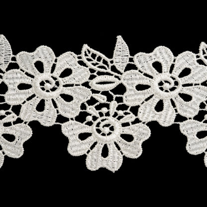 Venise Lace Trim with Finished Edges - 3.75" - Ivory Big Flowers