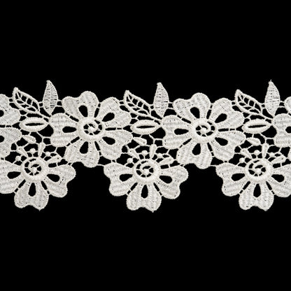 Venise Lace Trim with Finished Edges - 3.75" - Ivory Big Flowers