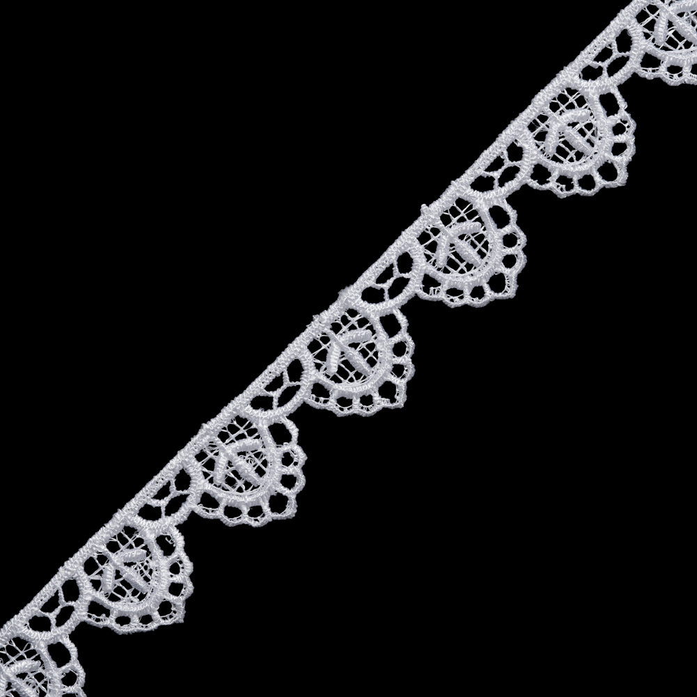 Scalloped Venise Lace Trim - 0.75" - White Leaves in Scallops - Folded