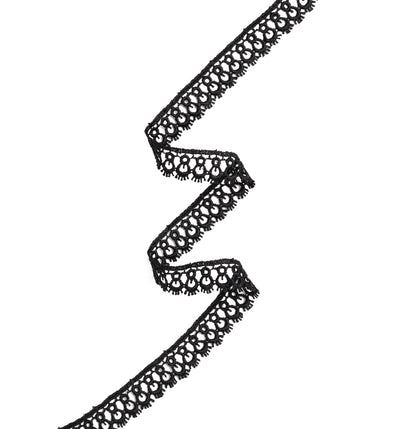Venise Lace Trim - 0.75" - Black Tassel Scallops